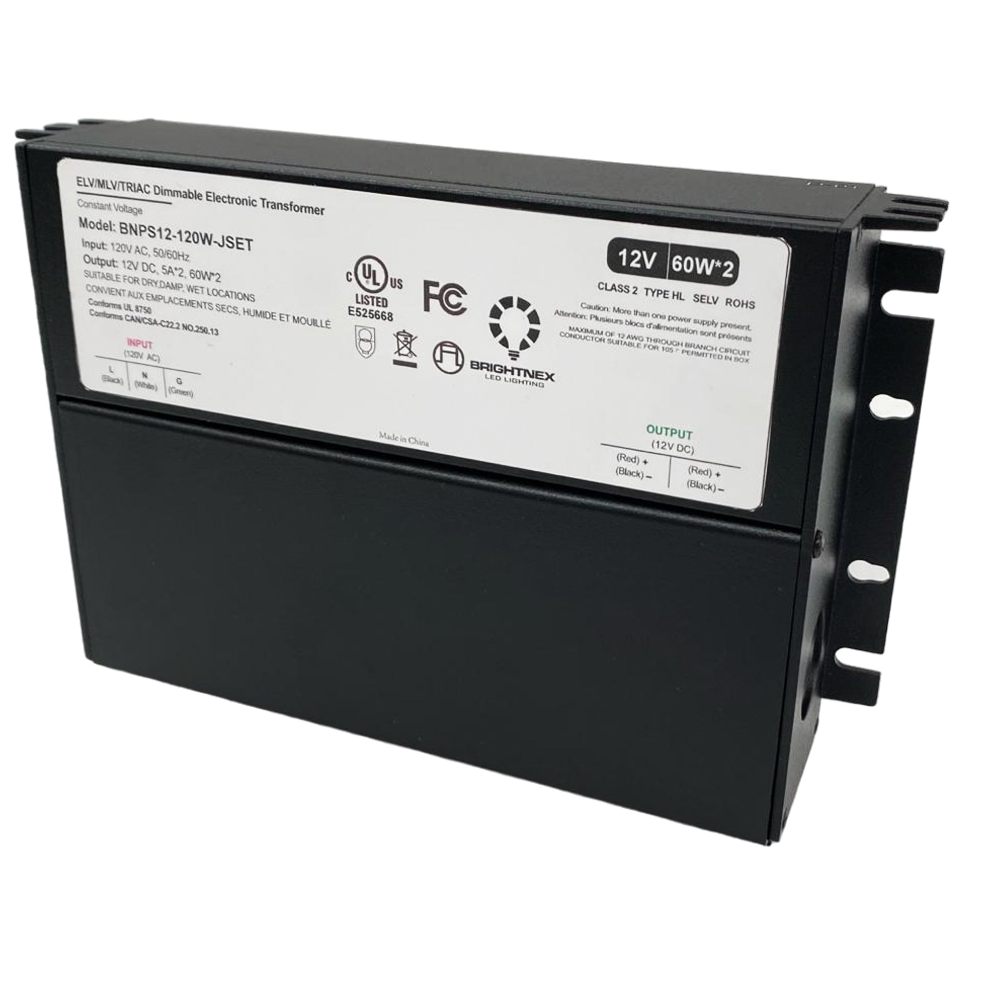 Dimmable LED Driver 12V, 120W for Wet, Damp, Dry Locations, Class 2, UL Certified (Dimmable LED Transformer)