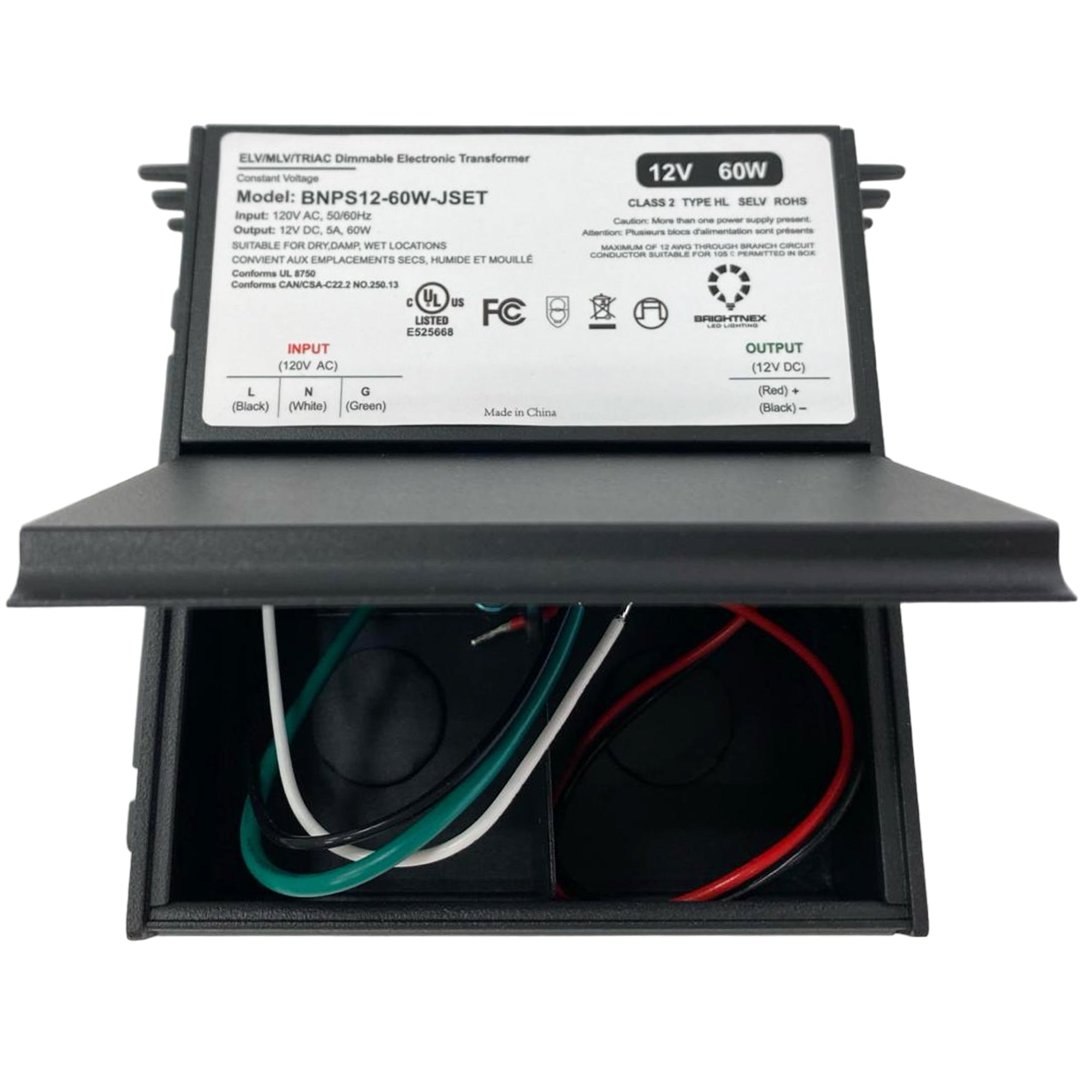 Dimmable LED Driver 12V, 60W for Wet, Damp, Dry Locations, Class 2, UL Certified (Dimmable LED Transformer):