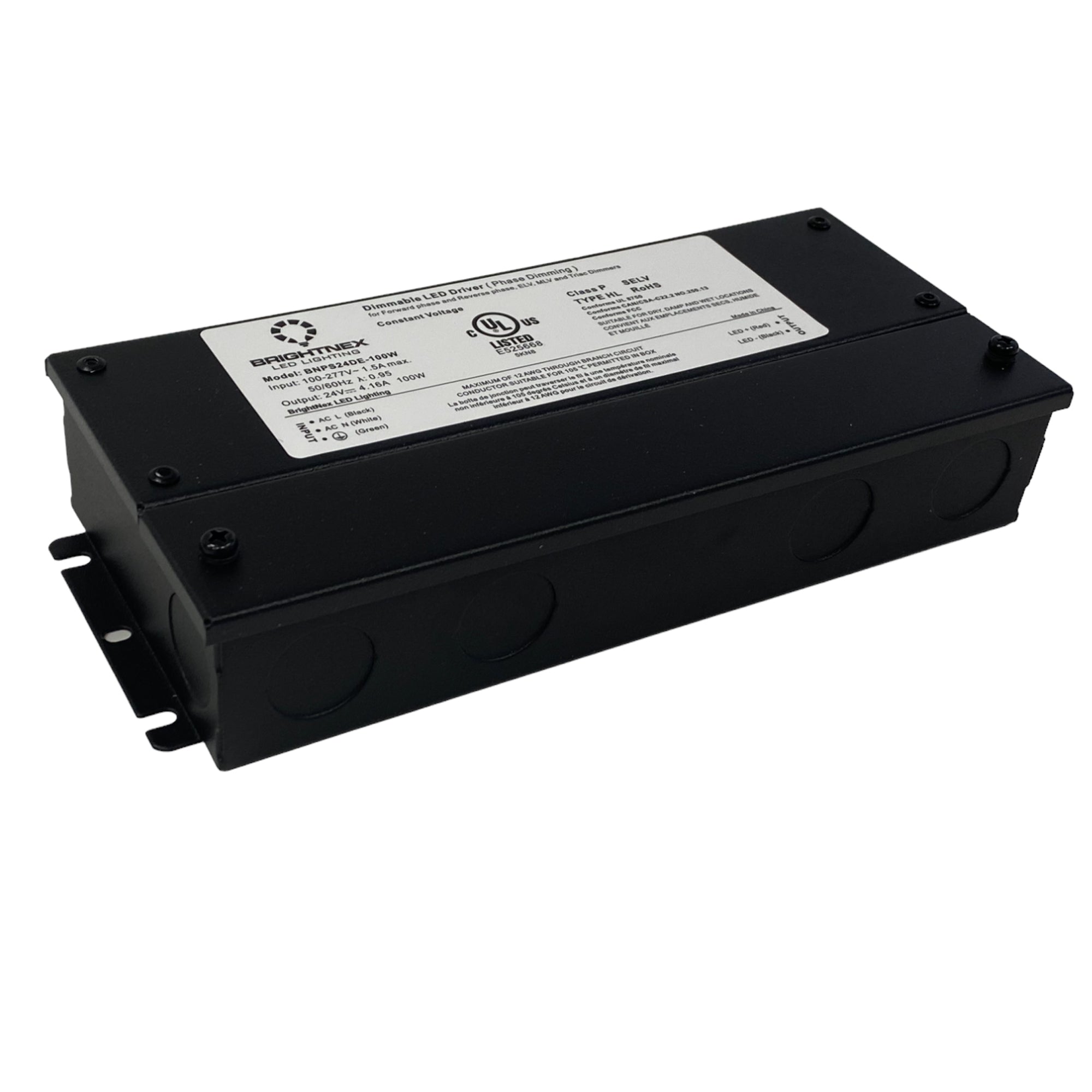 120W 24V dimmable LED driver with metal junction box for indoor and outdoor LED lighting installations