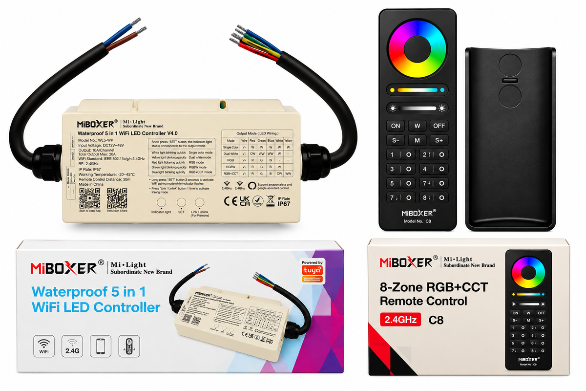 MiBoxer Waterproof RGB+CCT LED Kit | WL5-WP + C8-B