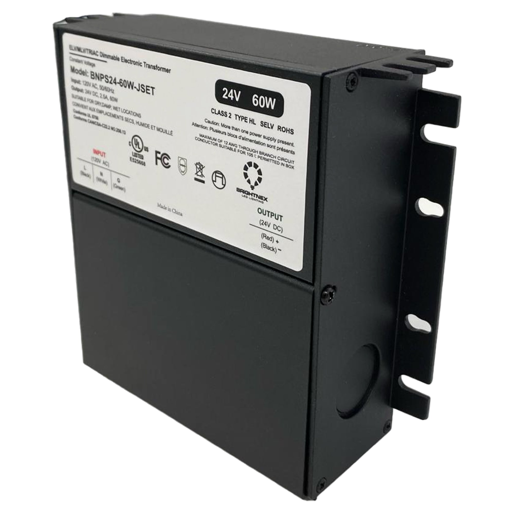 Dimmable LED Driver 24V, 60W for Wet, Damp, Dry Locations, Class 2, UL Certified (Dimmable LED Transformer):