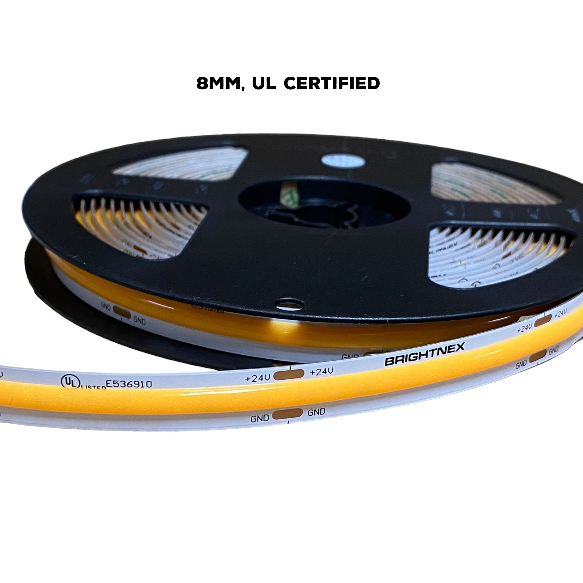 UL certified indoor 24V COB LED strip light 8mm width dotless flexible strip