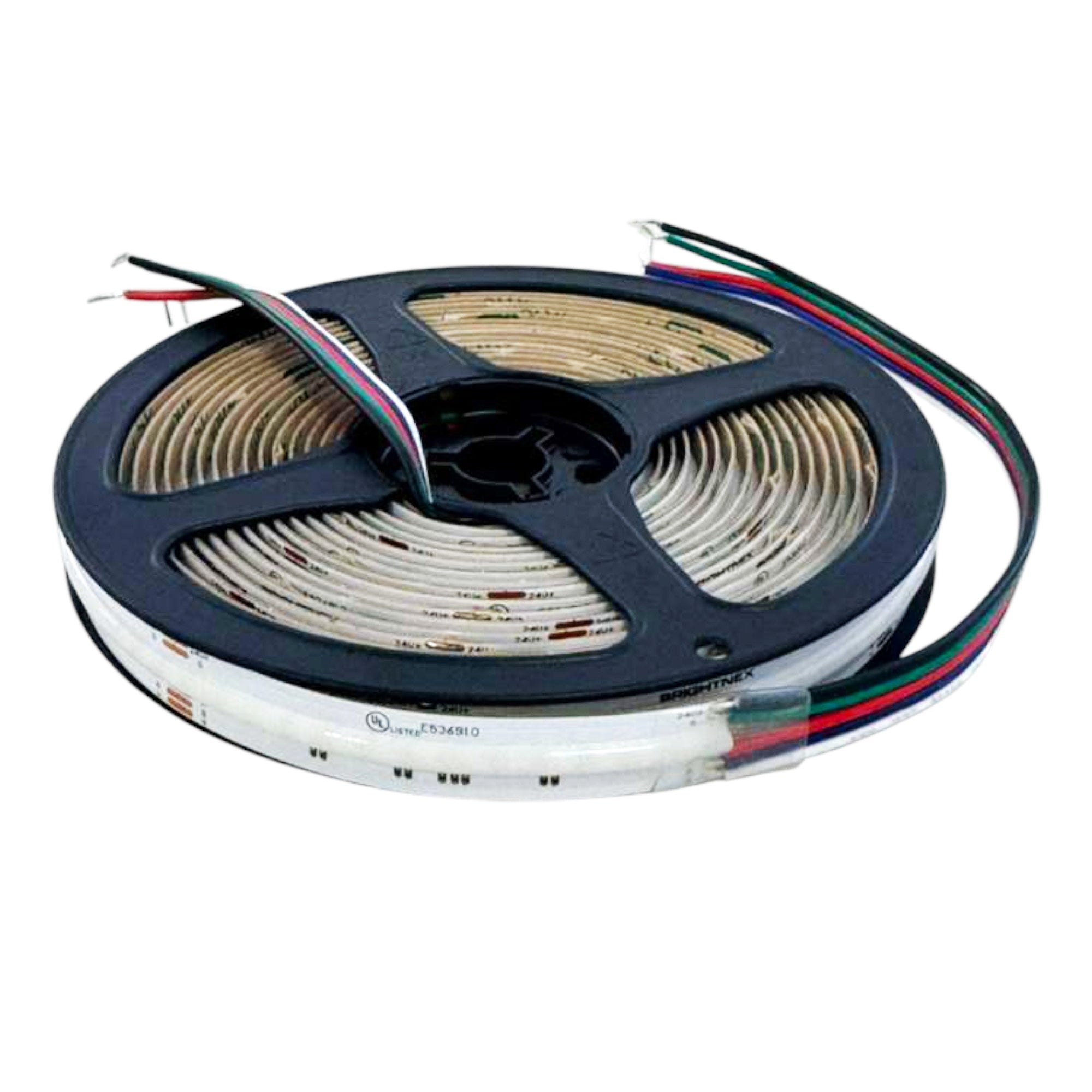 UL certified indoor 24V COB RGBW LED strip light on reel with RGBW connection wires