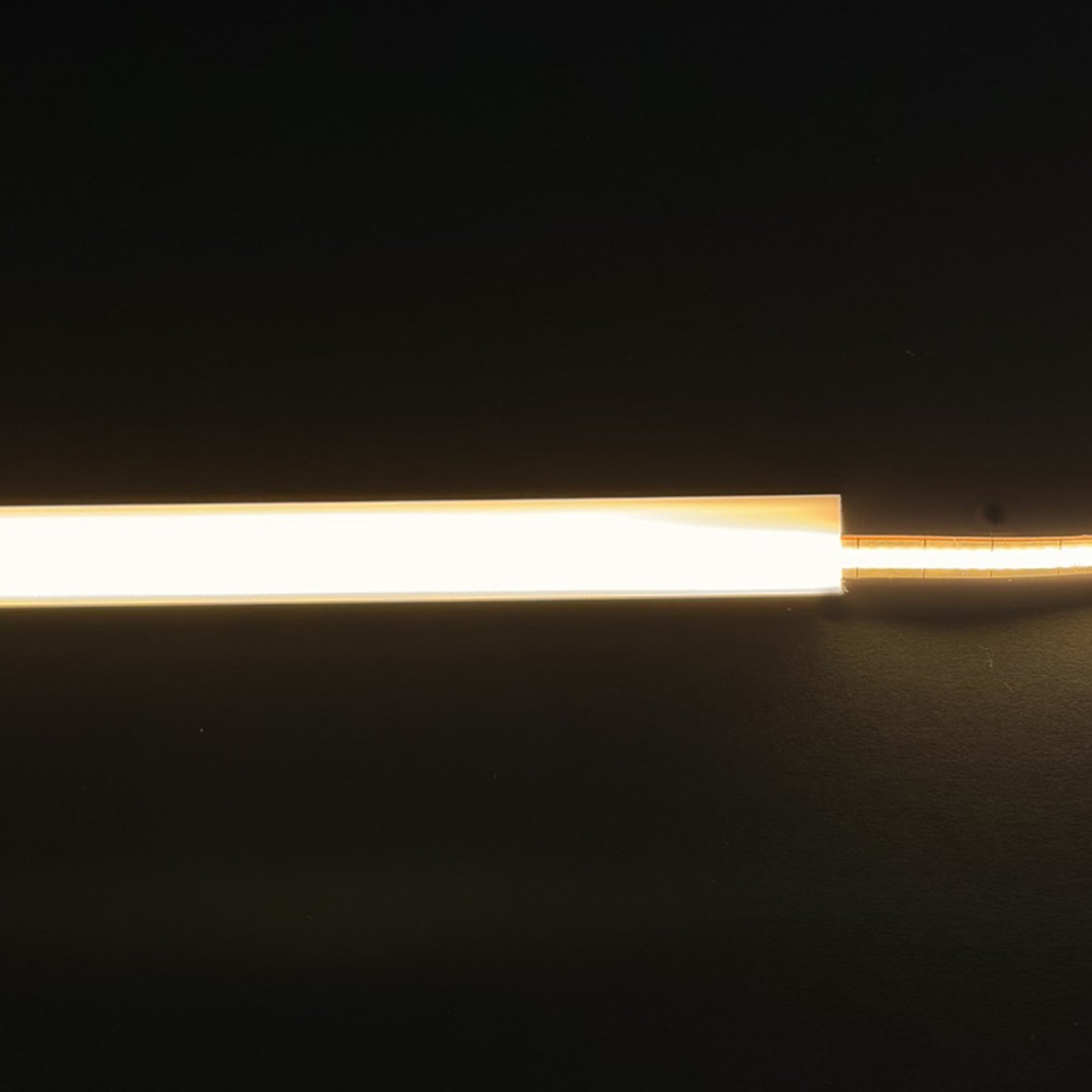 UL certified indoor 24V ultra slim FCOB LED strip light showing seamless strip connector and continuous dotless illumination