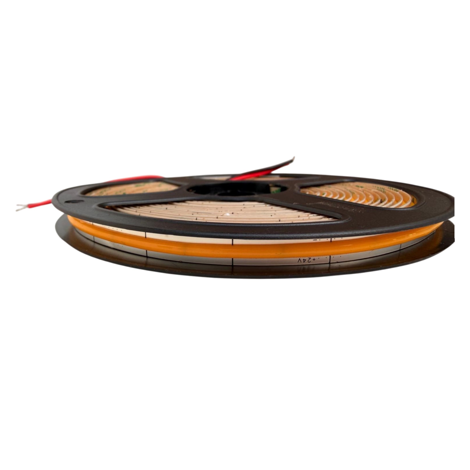 UL certified indoor 24V ultra slim FCOB LED strip light side profile showing narrow 6.5mm flexible LED strip design