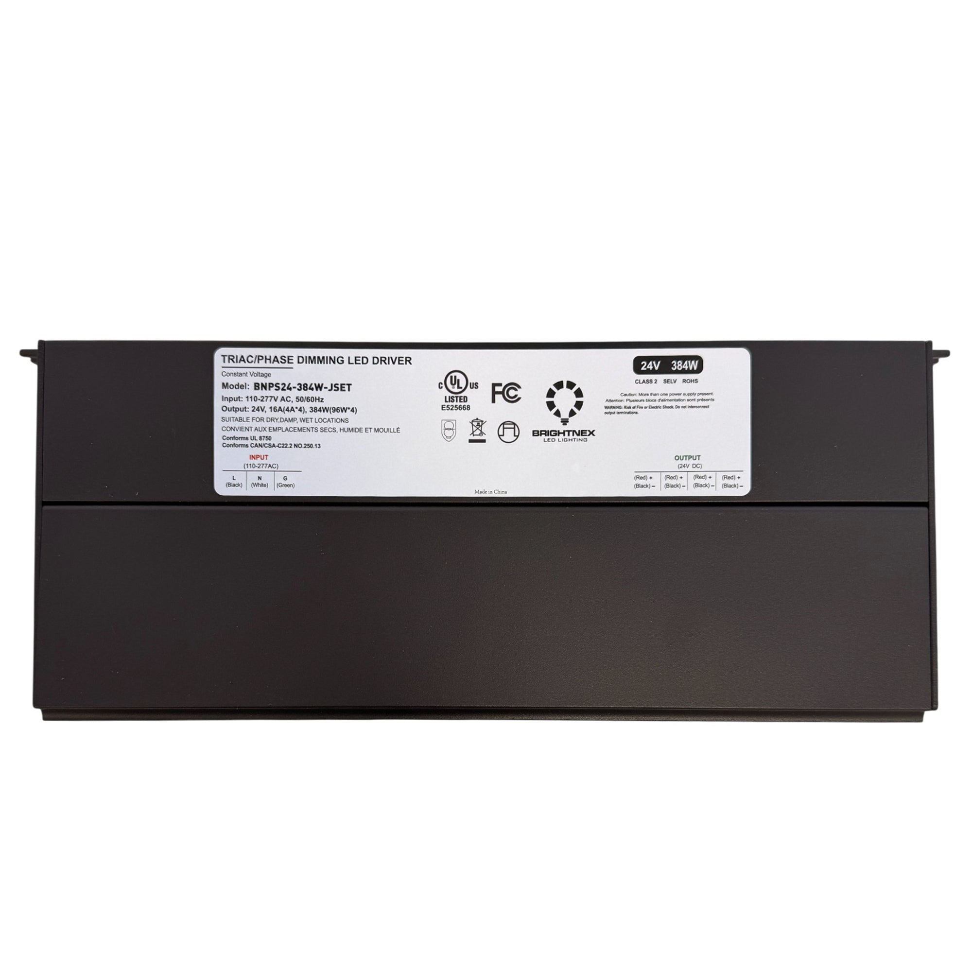 384W 4-Channel Constant Voltage LED Driver - TRIAC / ELV / MLV Dimmable - Junction Box - 24V - Outdoor - Flicker Free - UL Certified