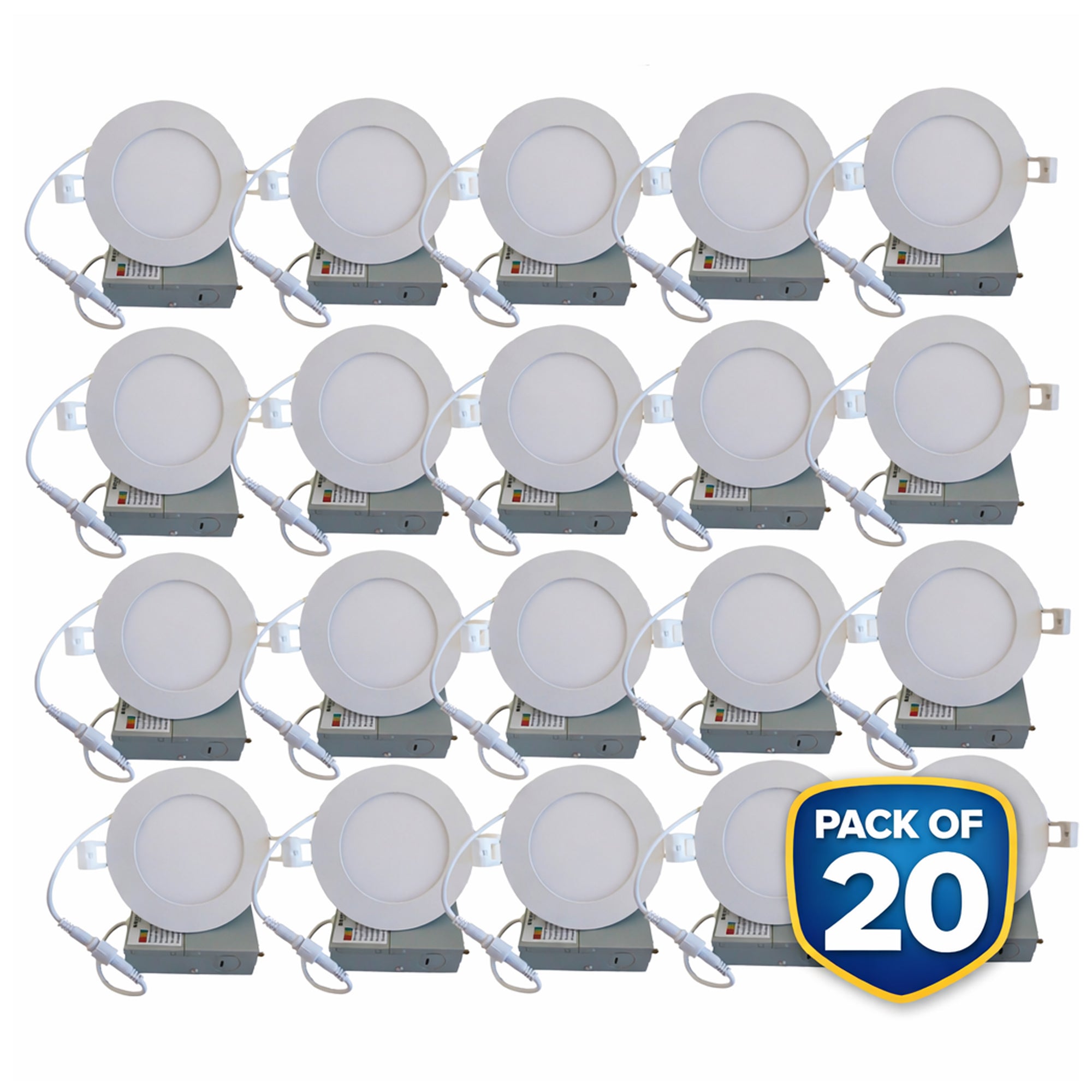 3 inch LED recessed downlight 20 pack white trim 6W 350 lumens CRI90 dimmable indoor ceiling lights with junction box
