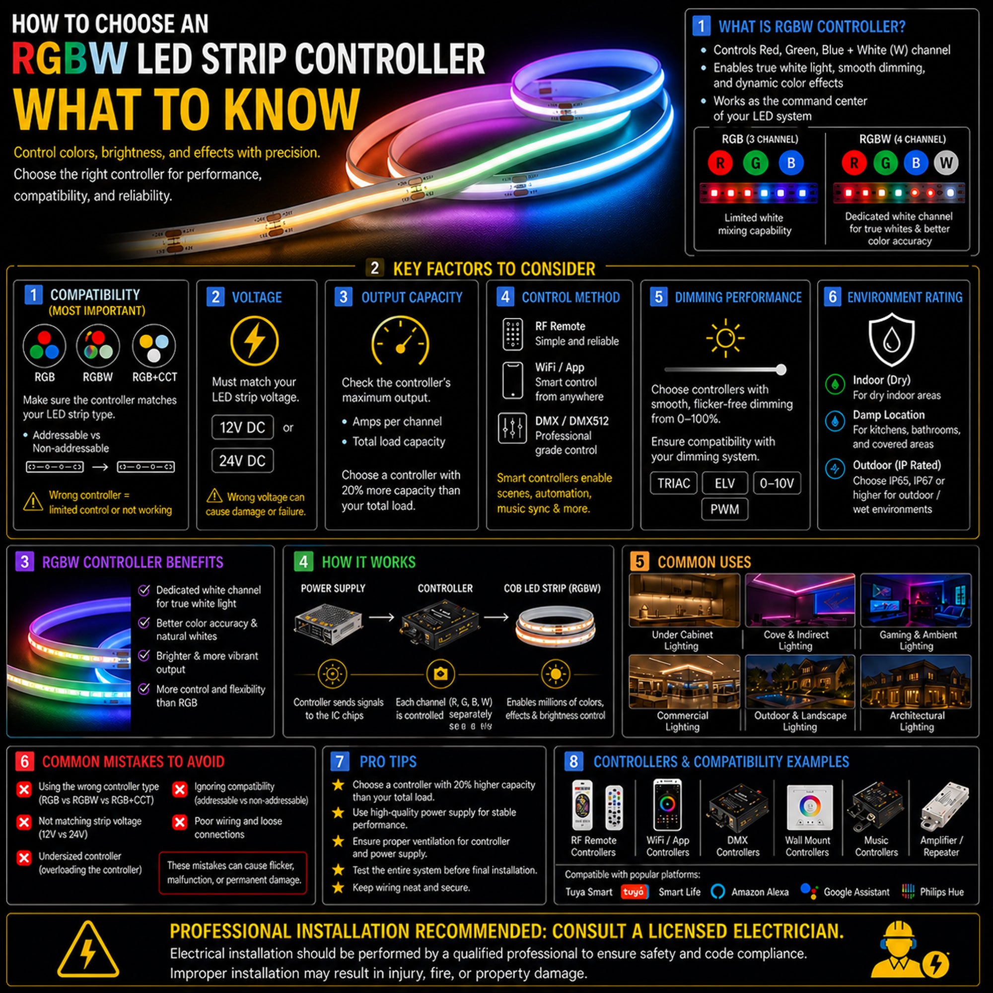 RGBW led strip light controller what to know