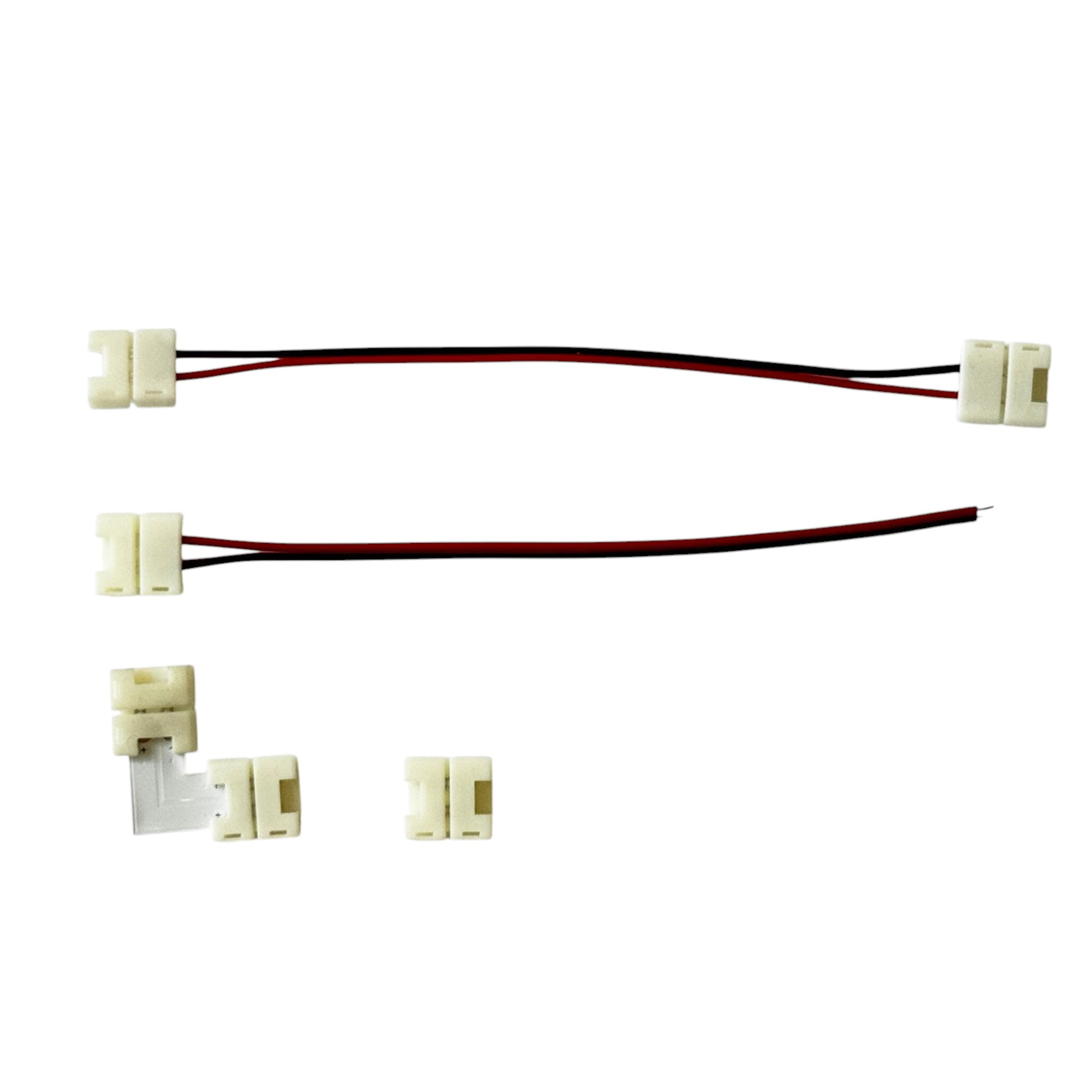 2-Pin SMD LED Strip Connectors – 12V/24V – 10mm – Single Color – Clip, L & Wire Options