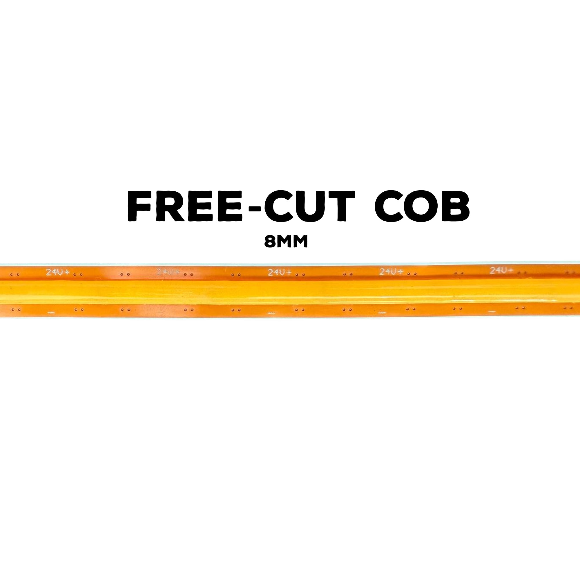 Cuttable & Free-Cut COB LED Strip Light – Indoor - Dimmable - 8mm – 24V DC – (2700K,3000K,4000K,5000K)– 16.5ft & 82ft - UL Certified