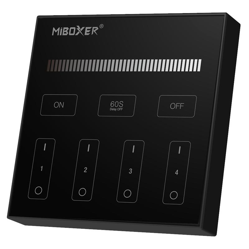 MiBoxer B1-B black single color 4-zone LED wall controller with touch dimming