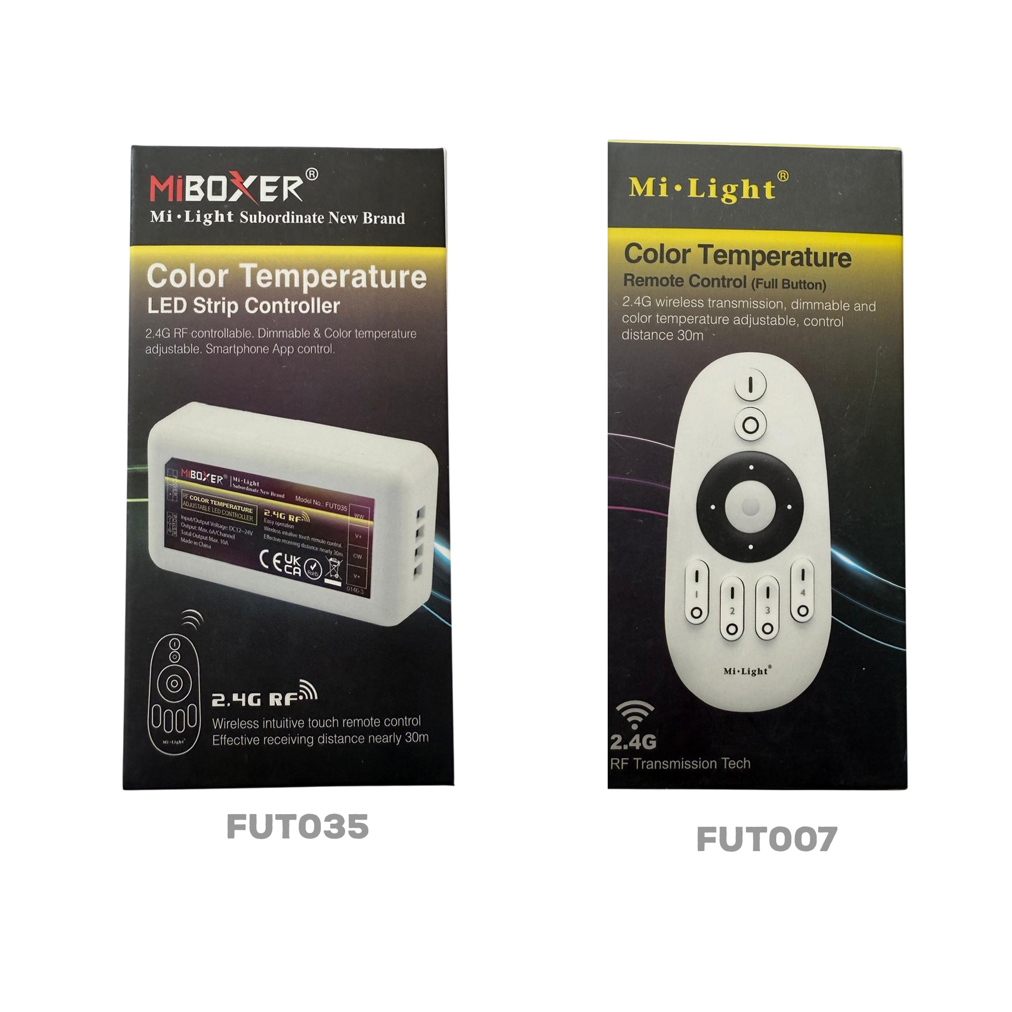 Miboxer FUT035 LED controller with FUT007 CCT remote control smart lighting kit