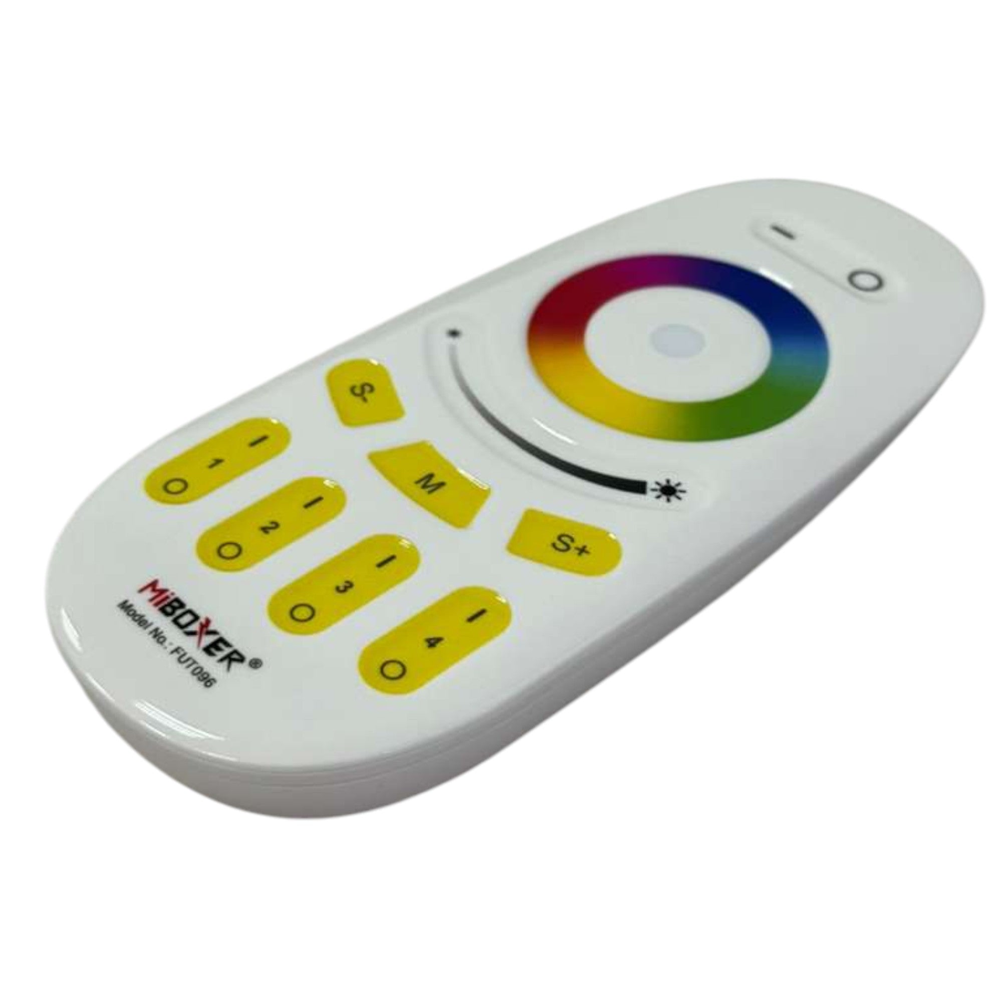Miboxer RGBW 4 zone wireless LED controller remote with brightness and speed control buttons