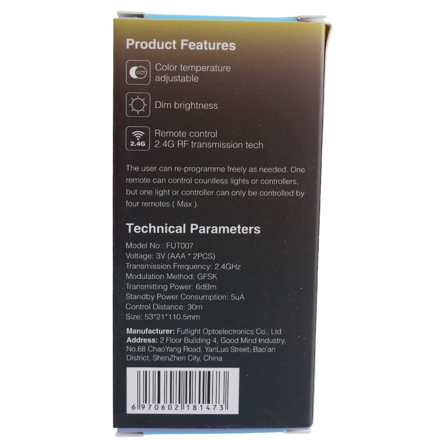 LED Strip Light Remote (FUT007)