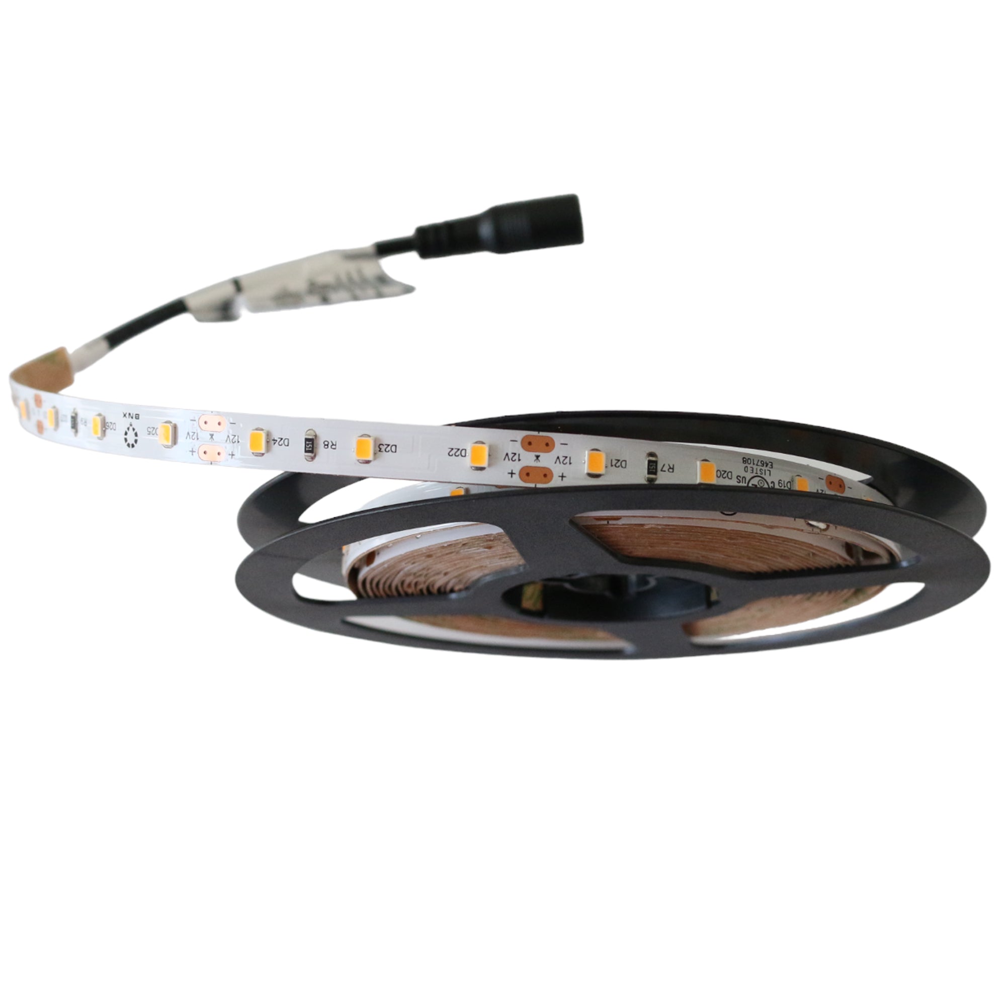 SMD LED strip light on reel with connector, 24V, 8mm width, flexible LED strip for indoor lighting