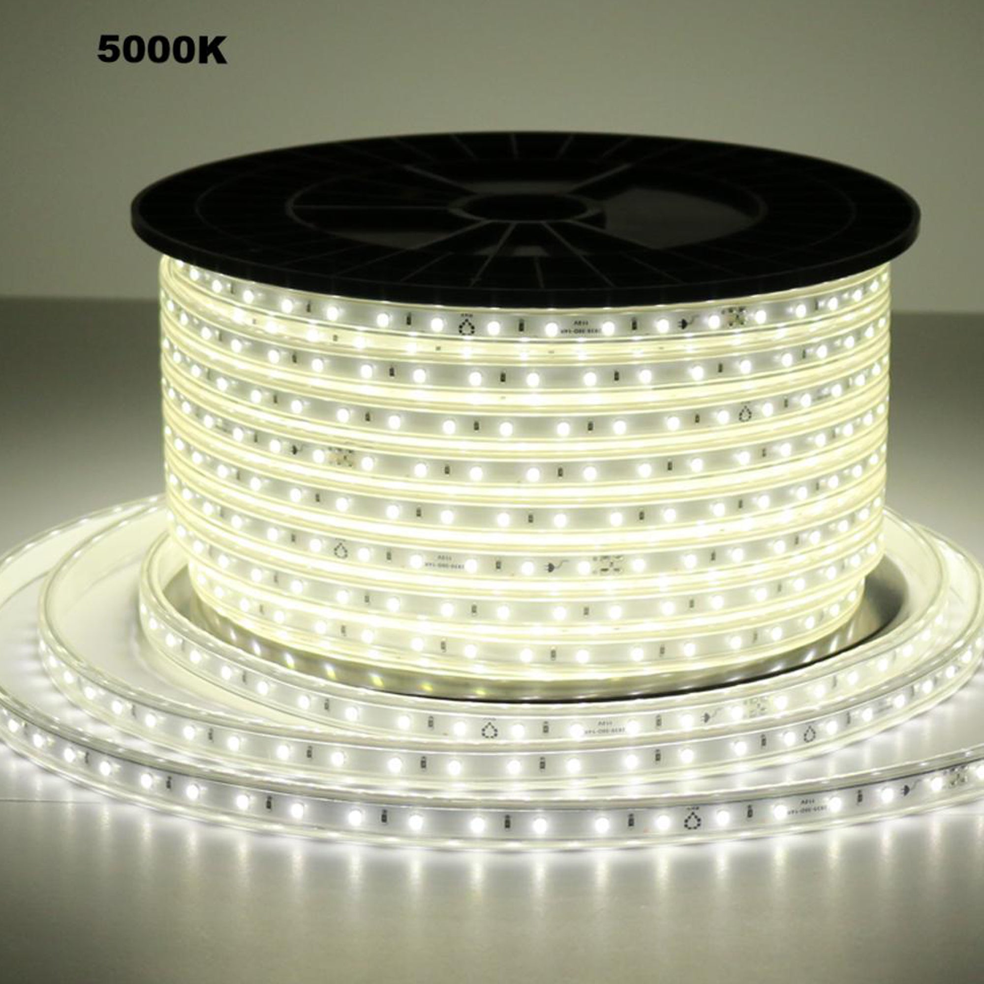 UL certified 110V SMD2835 LED strip light 5000K daylight white on reel for indoor and outdoor lighting