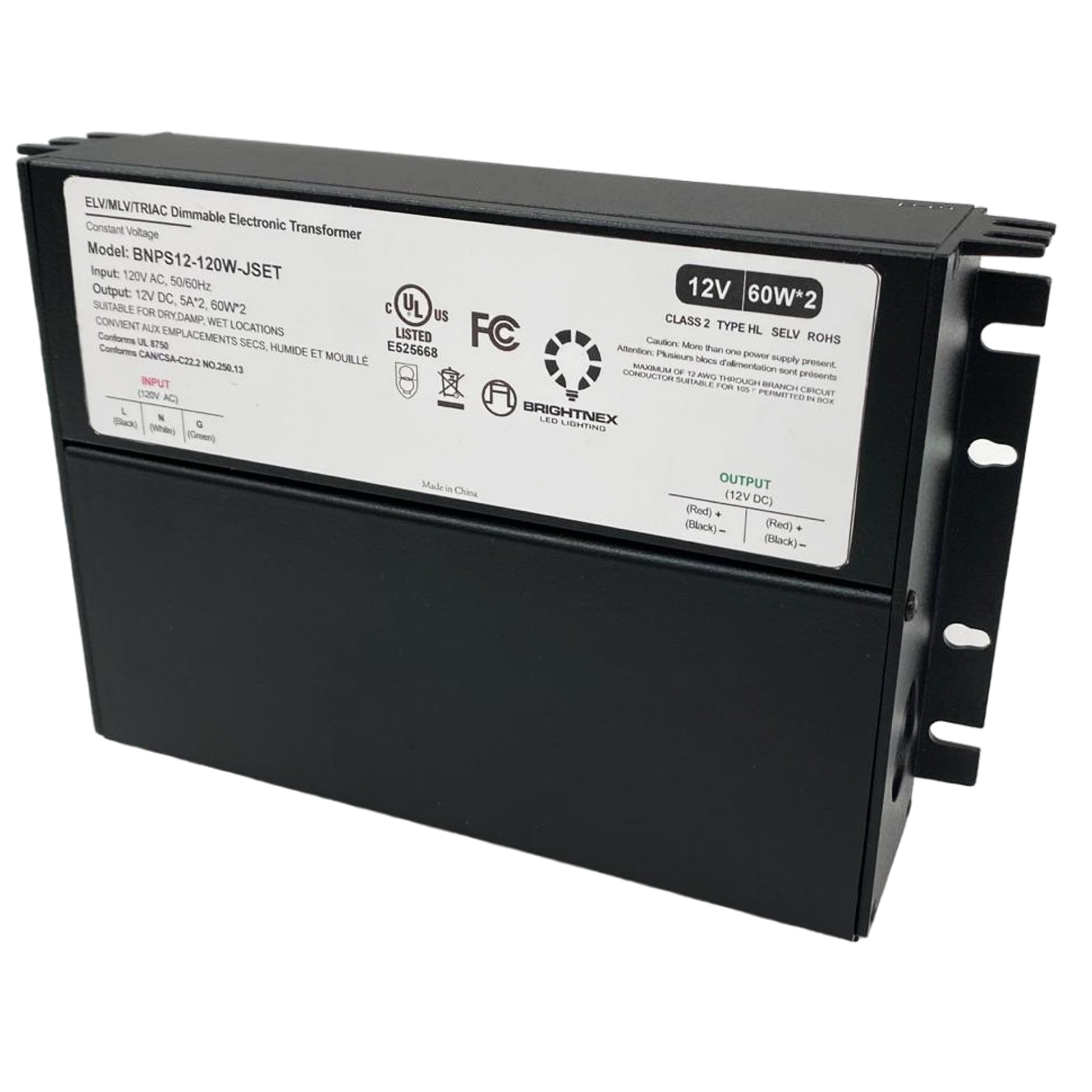 Dimmable LED Driver 12V, 120W for Wet, Damp, Dry Locations, Class 2, UL Certified (Dimmable LED Transformer)