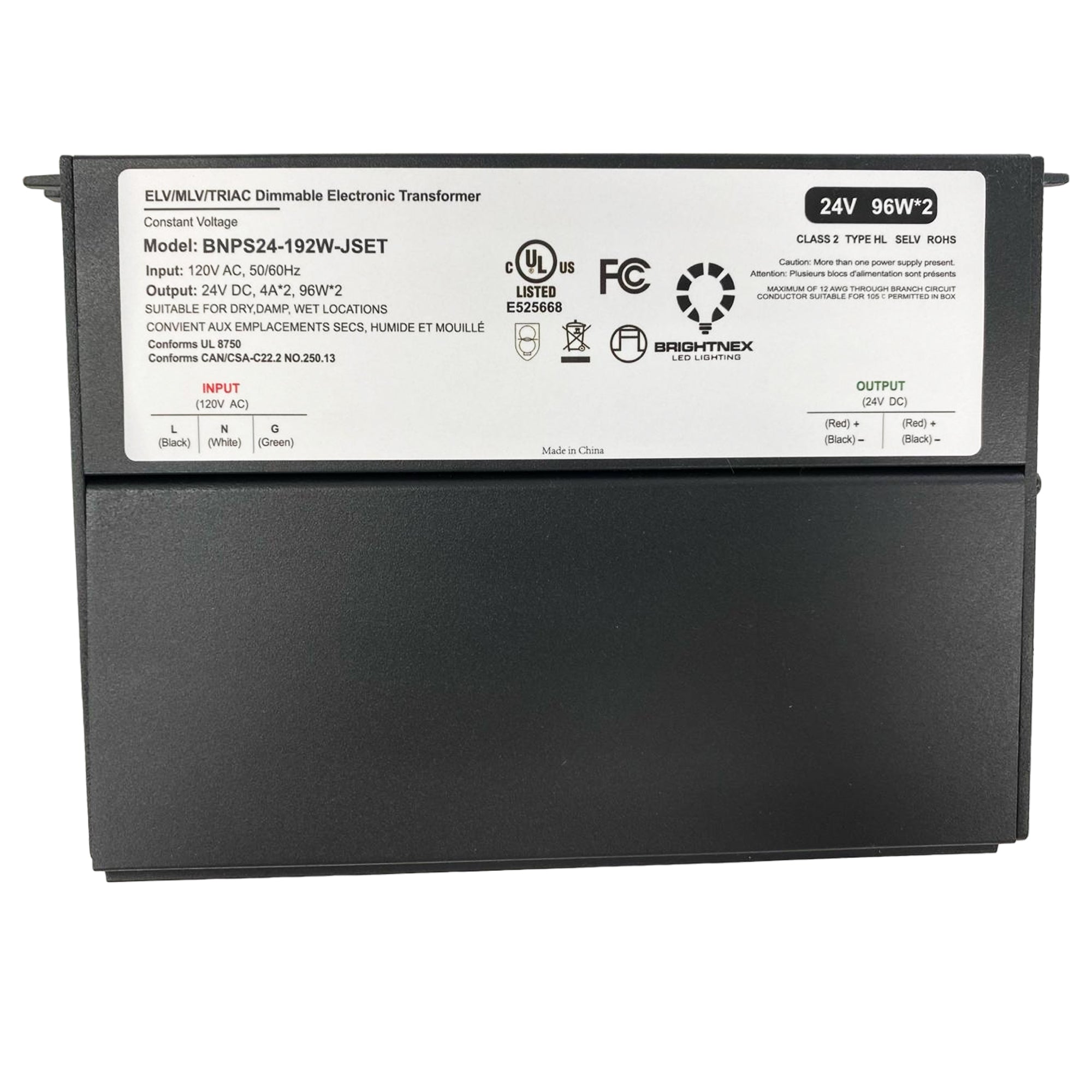 Dimmable LED Driver 24V, 192W for Wet, Damp, Dry Locations, Class 2, UL Certified (Dimmable LED Transformer):