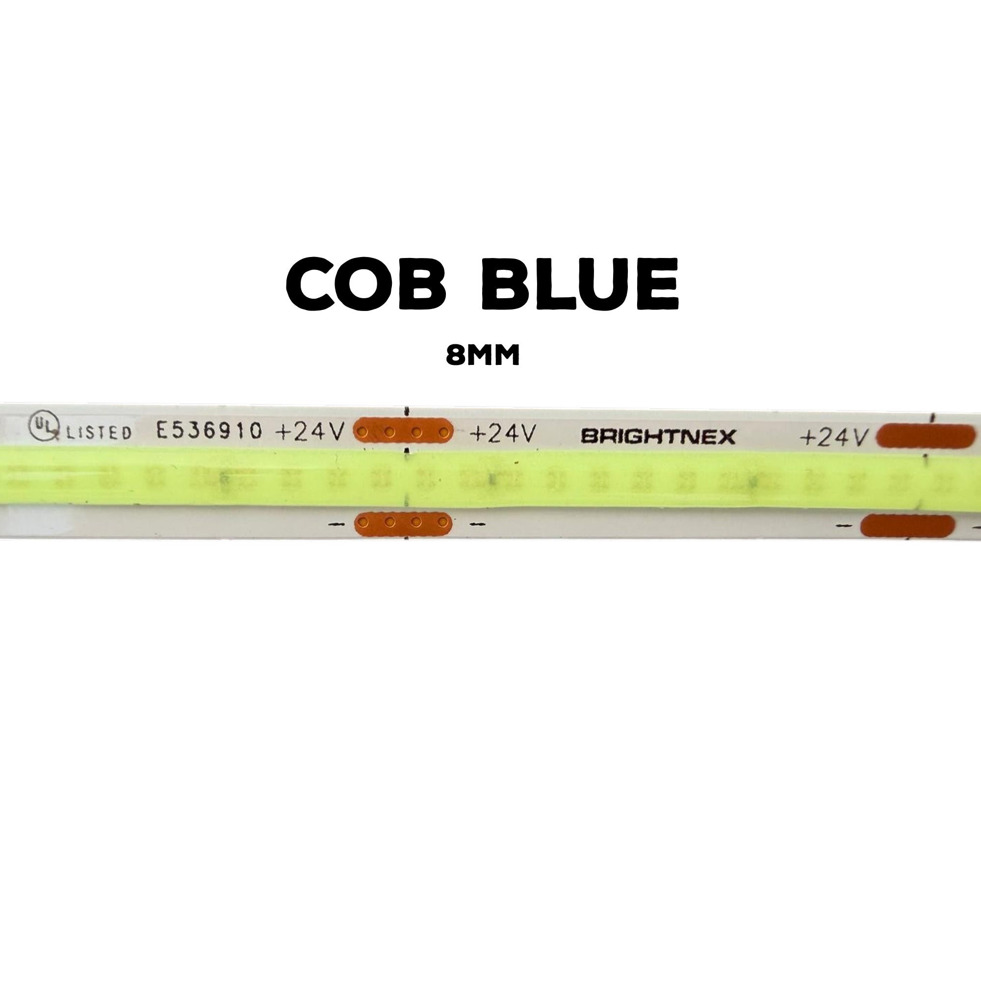 Ice Blue FCOB LED Strip – 384 LEDs/m – 24V – 8mm – Indoor (IP20)