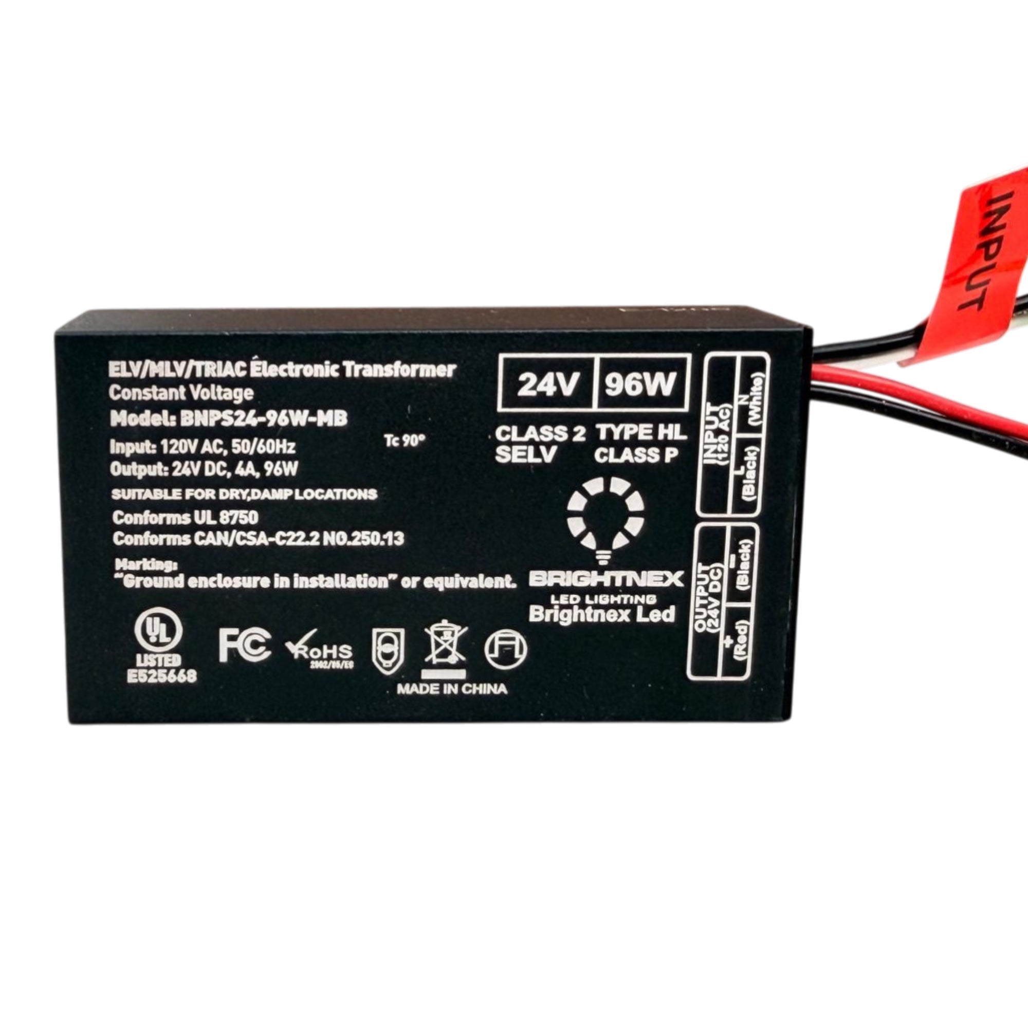 Compact 96W Dimmable LED Transformer – 24V | TRIAC/ELV/MLV Compatible | UL Class 2, P