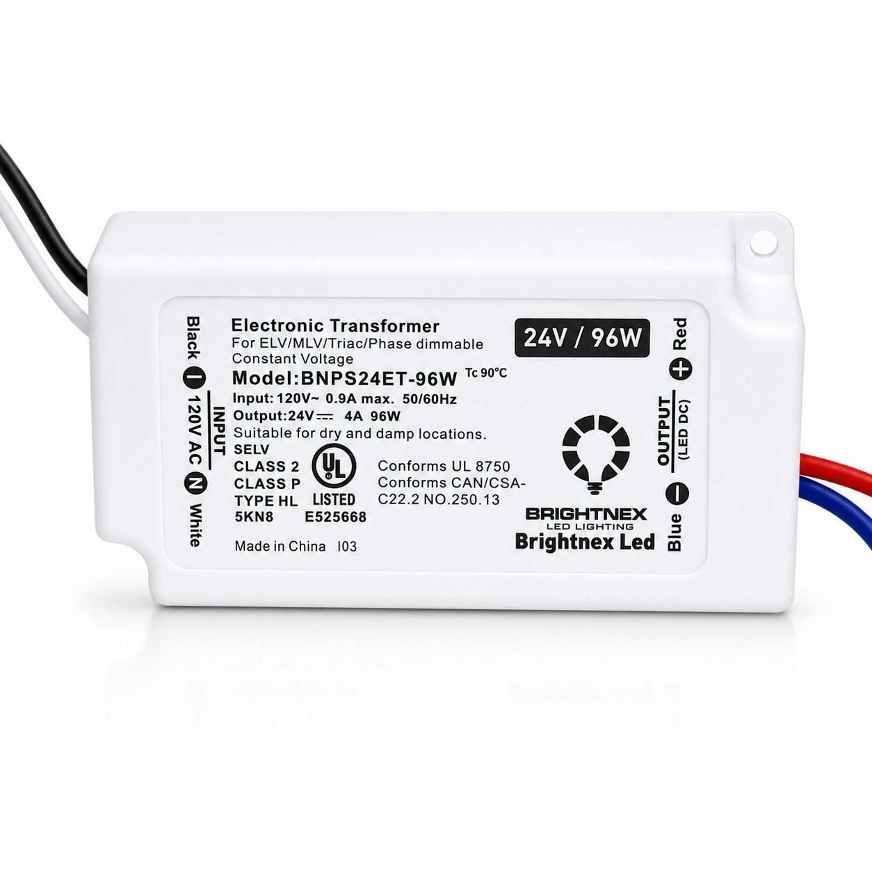 96W Compact Dimmable LED Transformer – 24V | TRIAC/ELV/MLV | UL Listed | Class 2, P