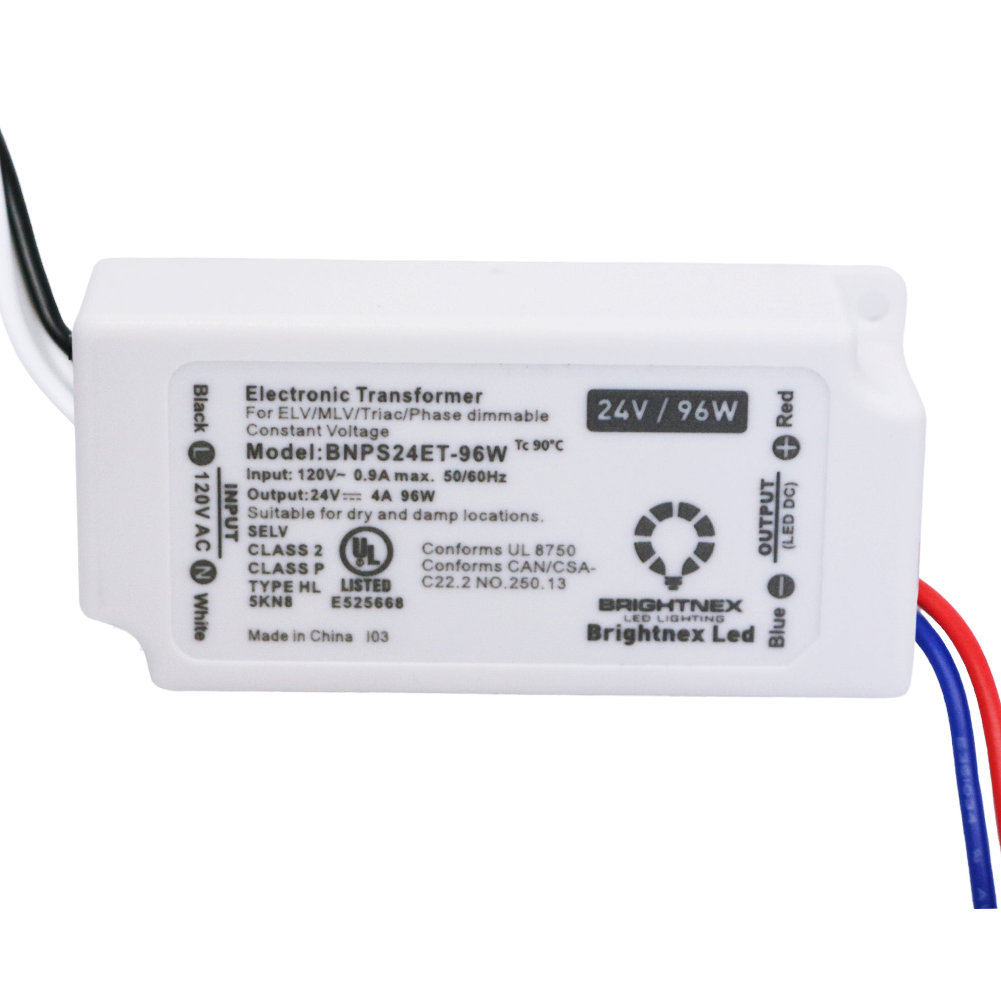 Compact 96W Dimmable LED Transformer – 24V | TRIAC/ELV/MLV Compatible | UL Class 2, class P