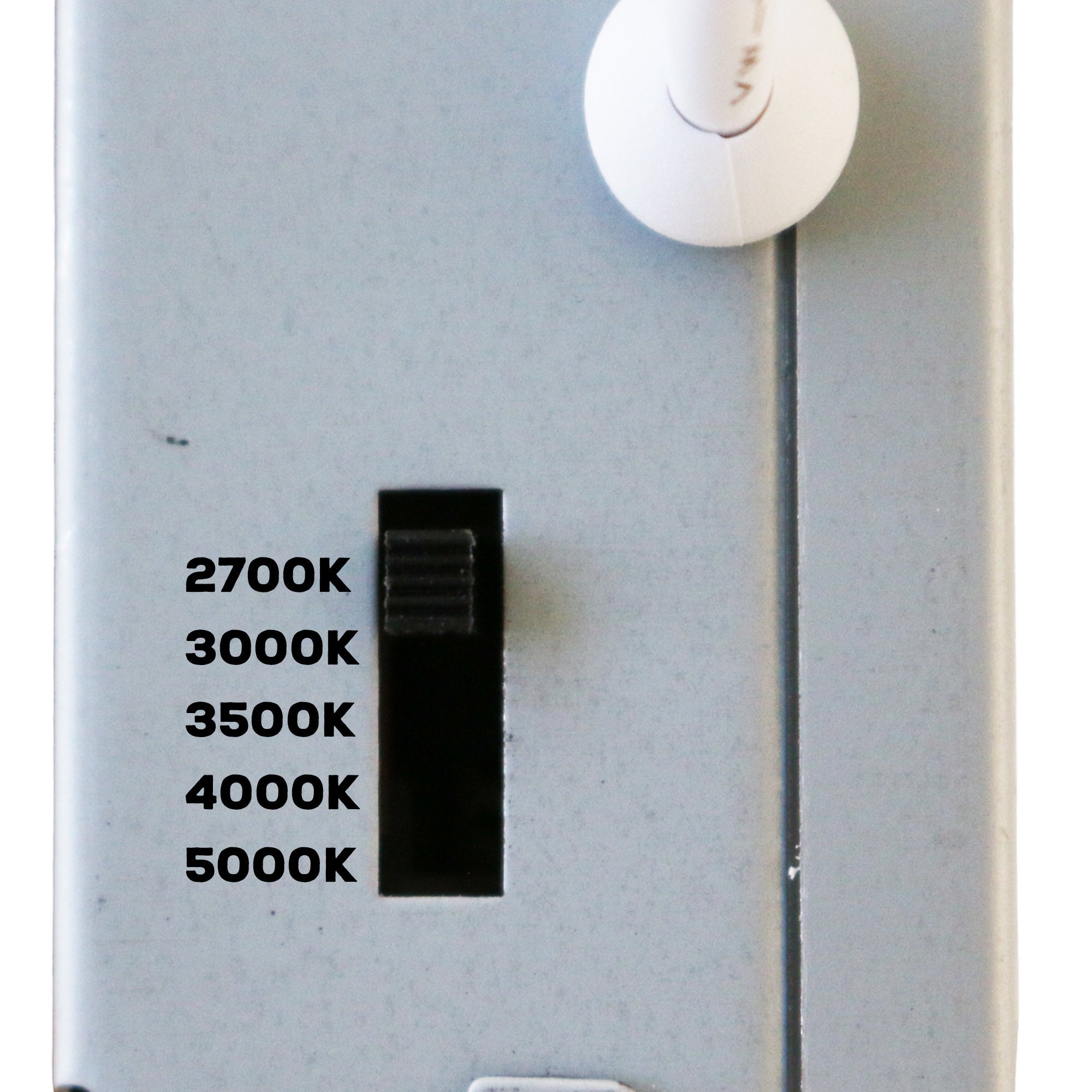 6 inch 5CCT LED recessed downlight color temperature selector switch showing 2700K to 5000K options