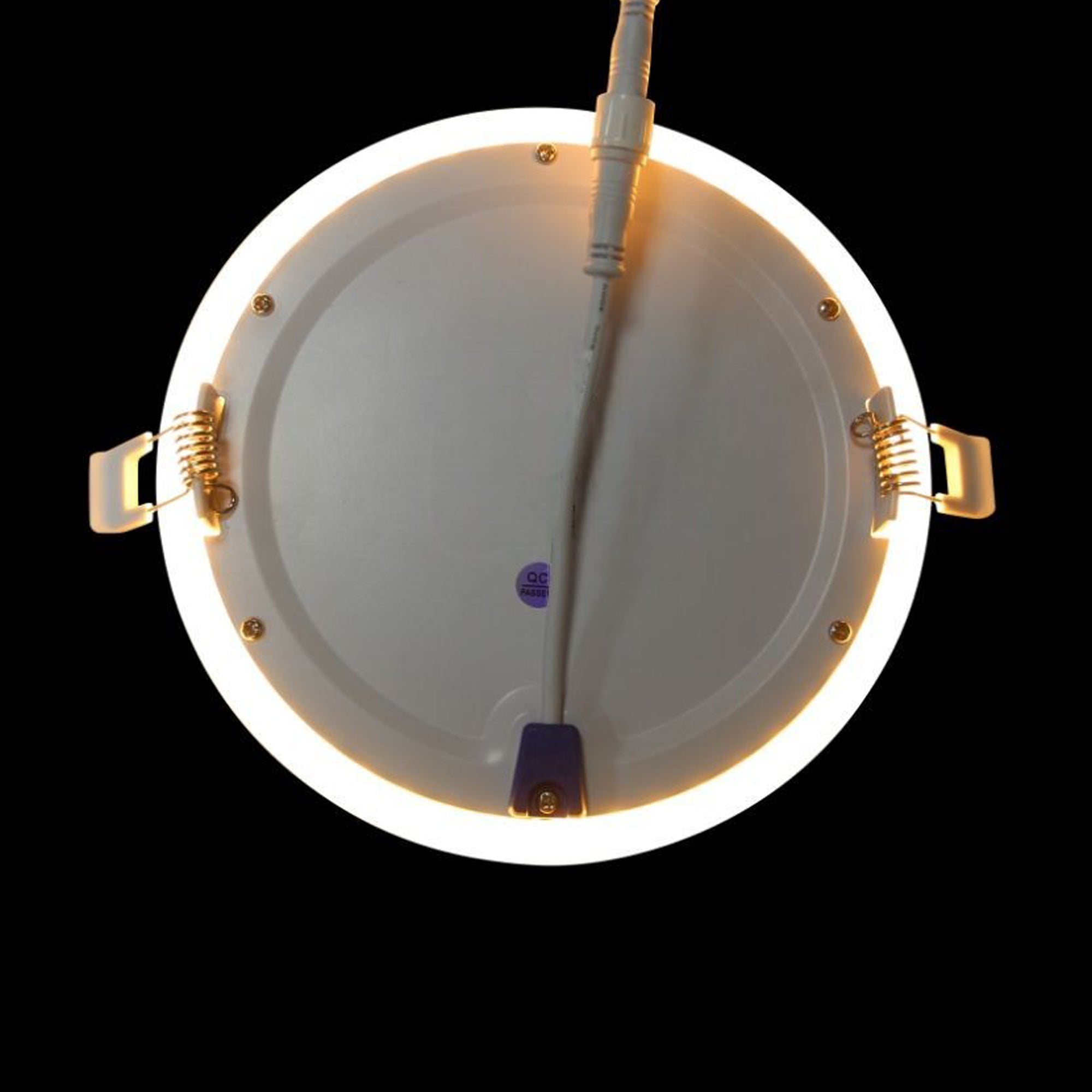 6 inch LED recessed downlight back view showing night light feature and mounting clips