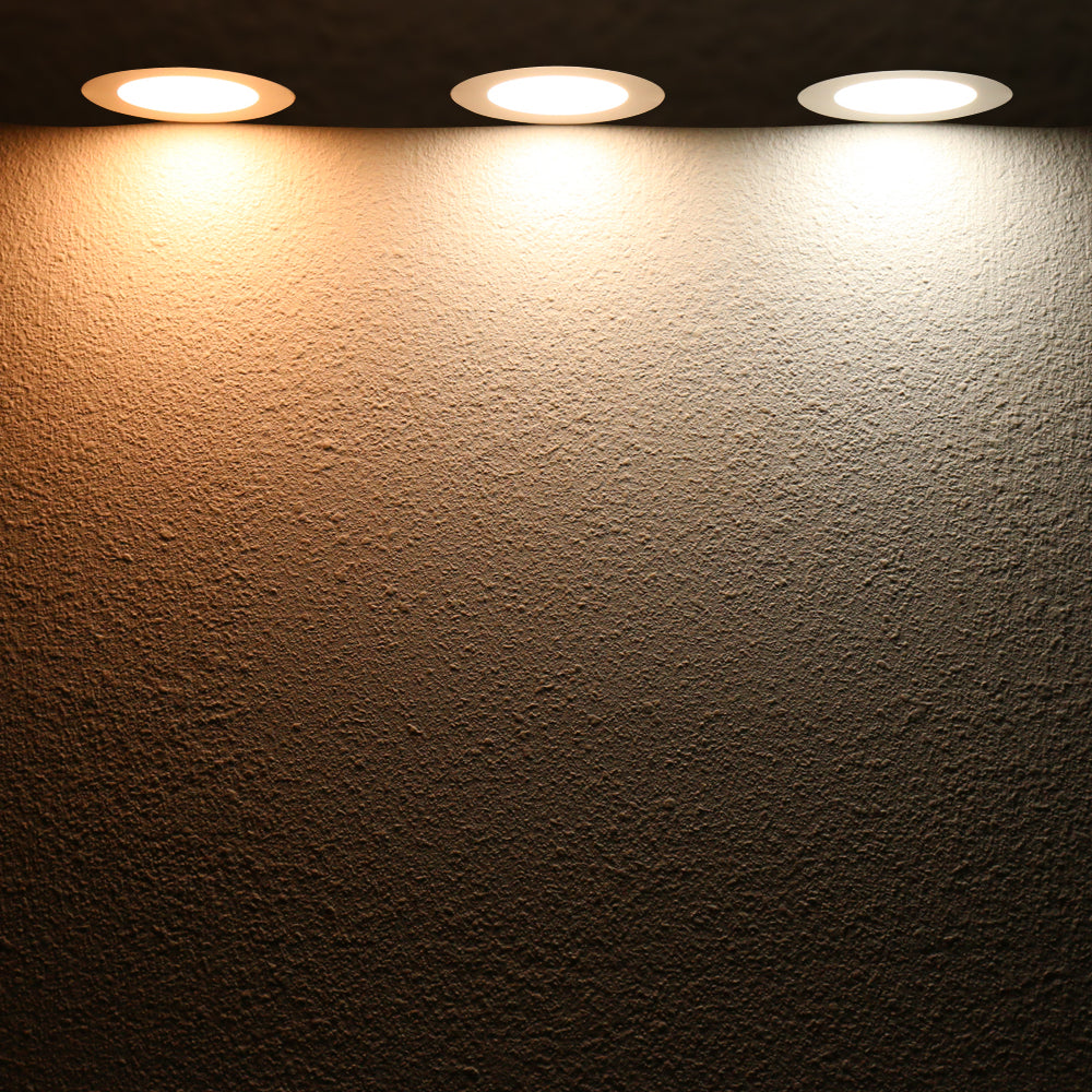 6 inch LED recessed downlight color temperature comparison showing warm white and cool white lighting effect
