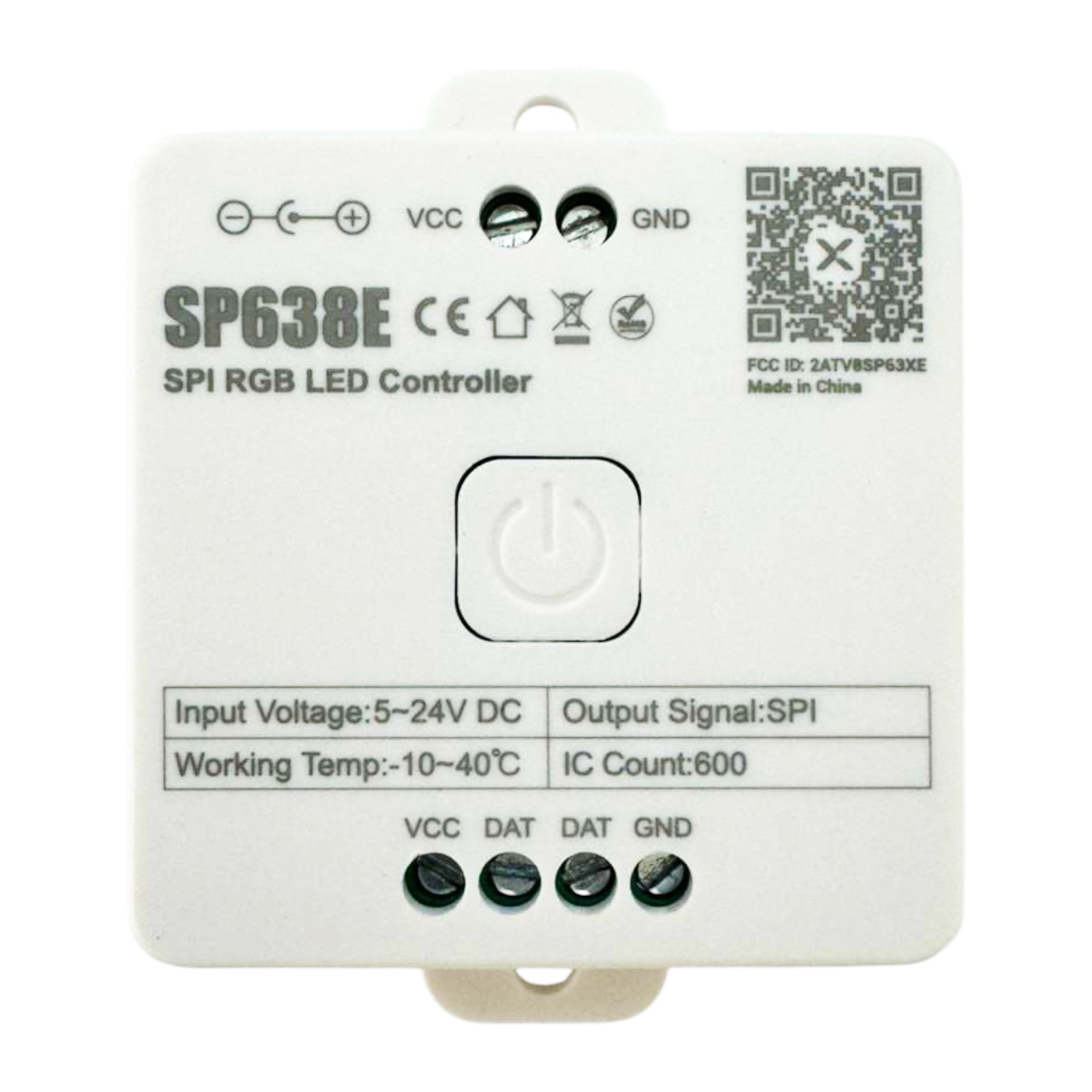 SP638E SPI RGB LED Controller – 5–24V DC – Controls Up to 600 Pixels – App & RF Remote Compatible