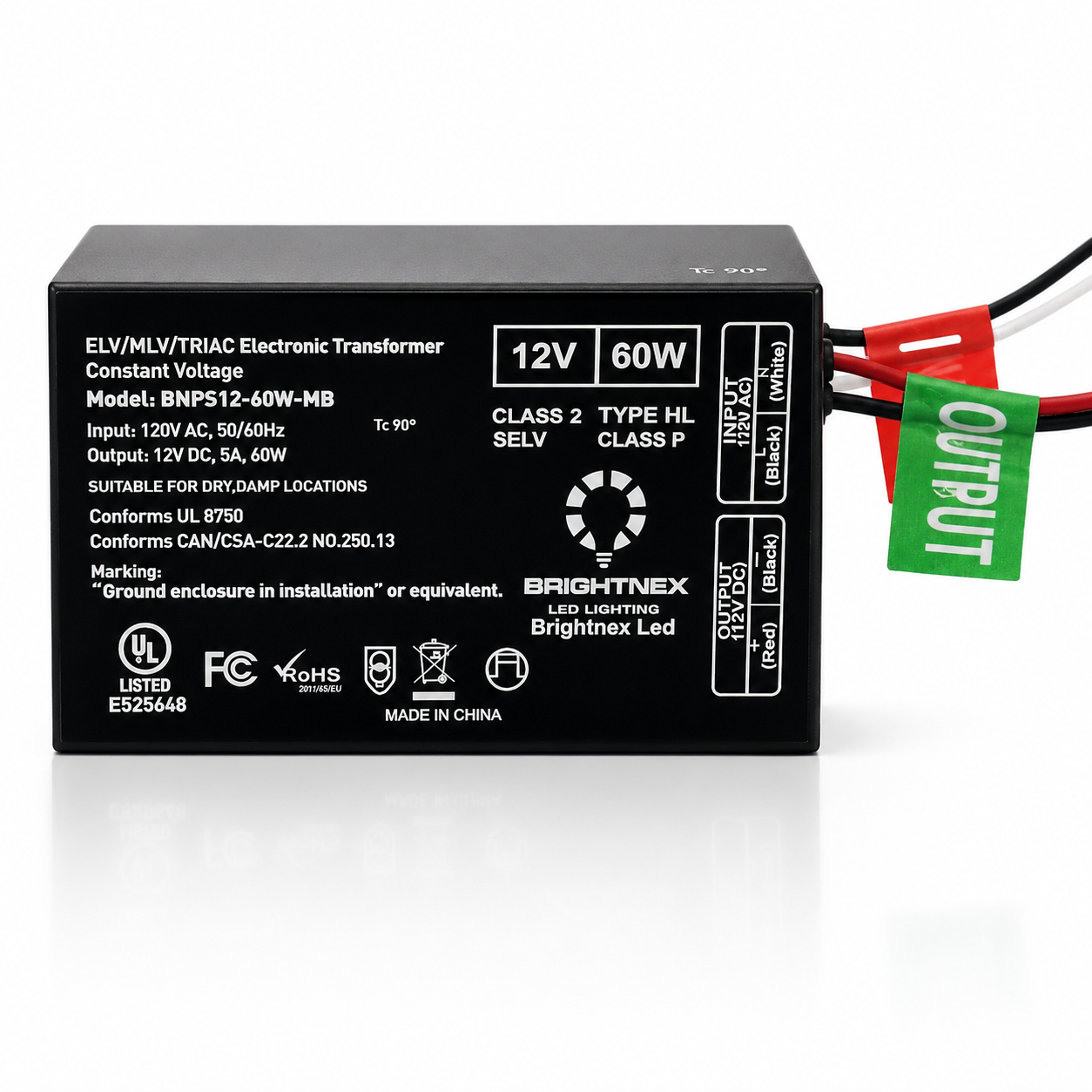 Compact 60W Dimmable LED Transformer – 12V | TRIAC/ELV/MLV Compatible | UL Class 2, P