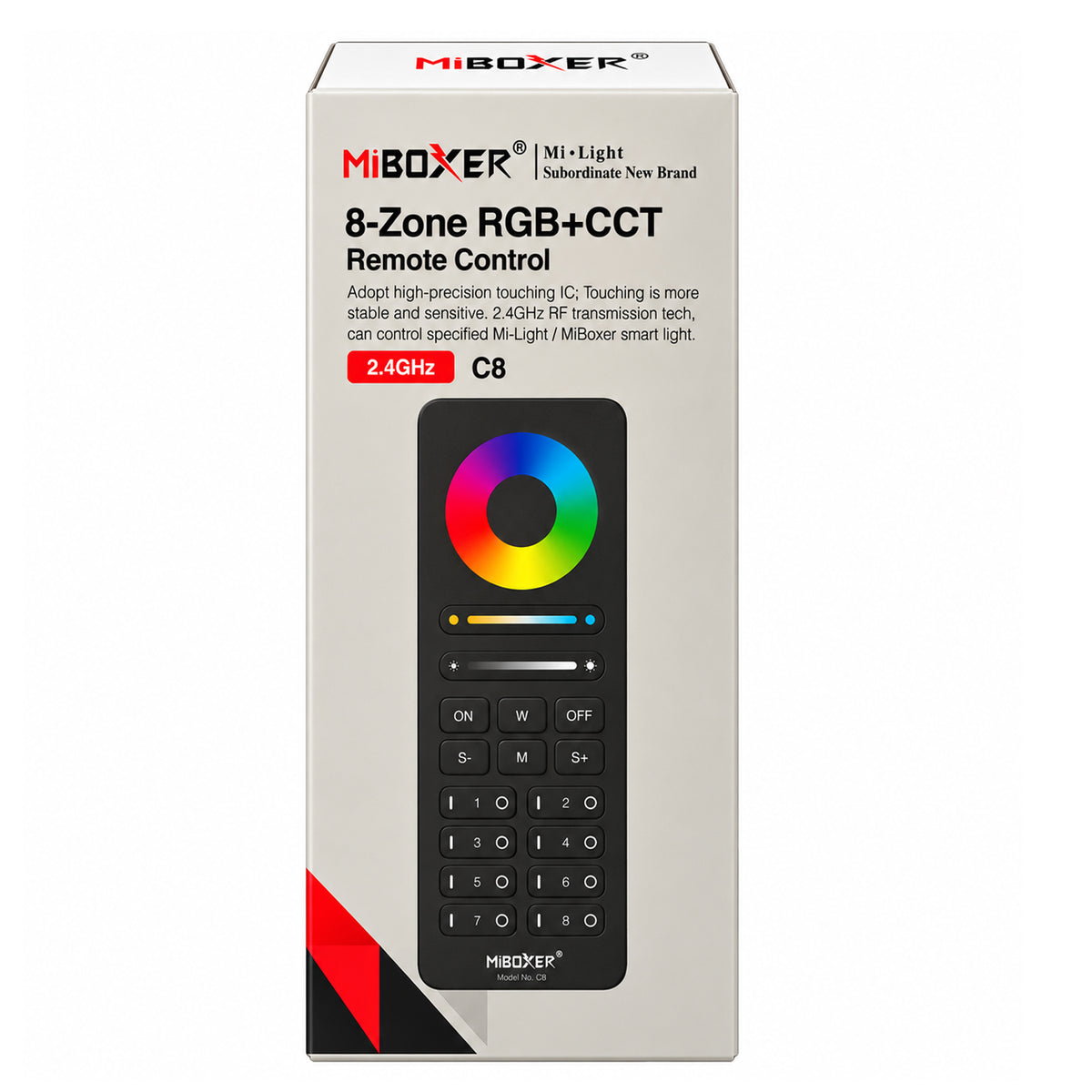 MiBoxer C8 8-Zone RGB+CCT Remote Control with 2.4GHz RF wireless control