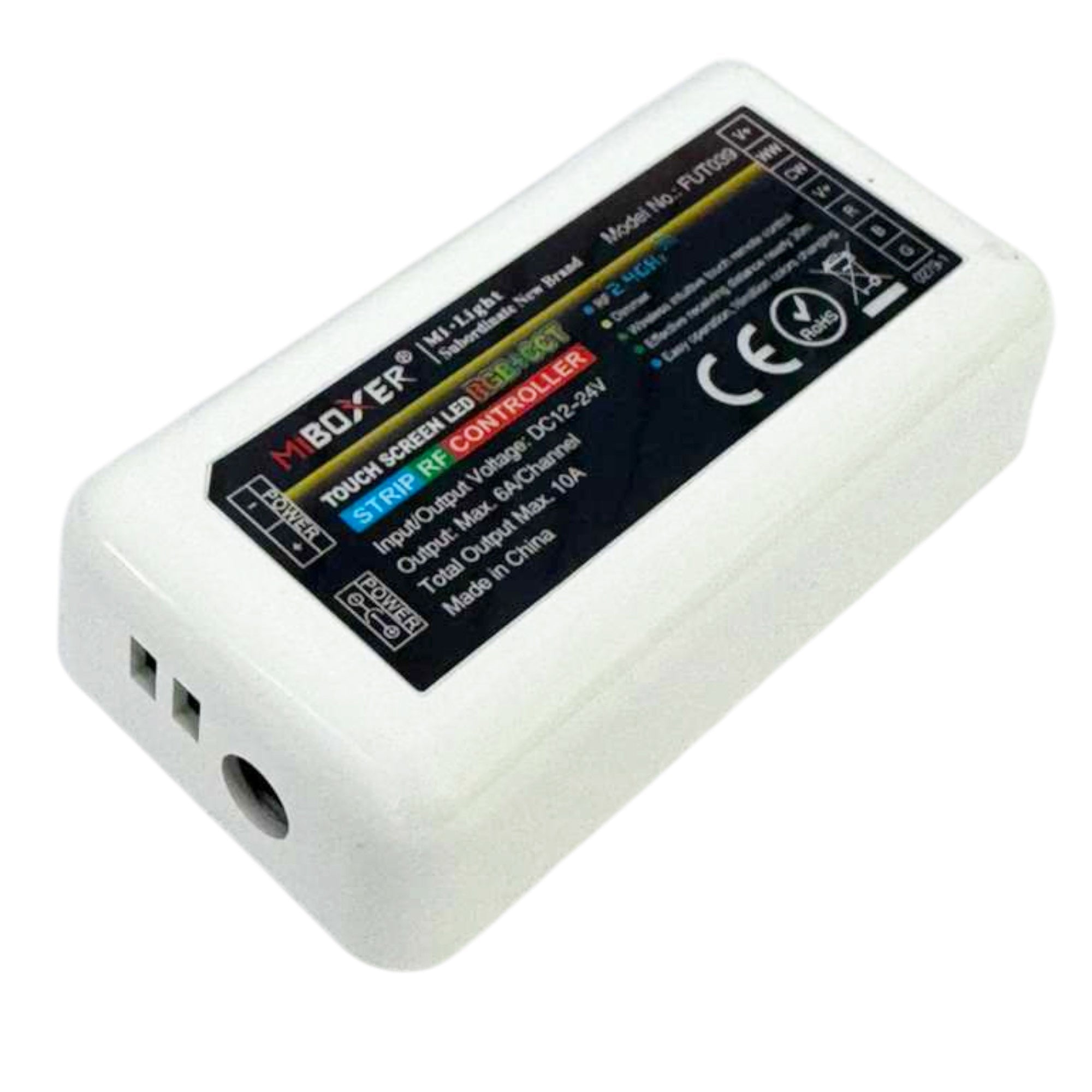 Miboxer FUT039 RGB plus CCT LED controller showing power input and output terminals