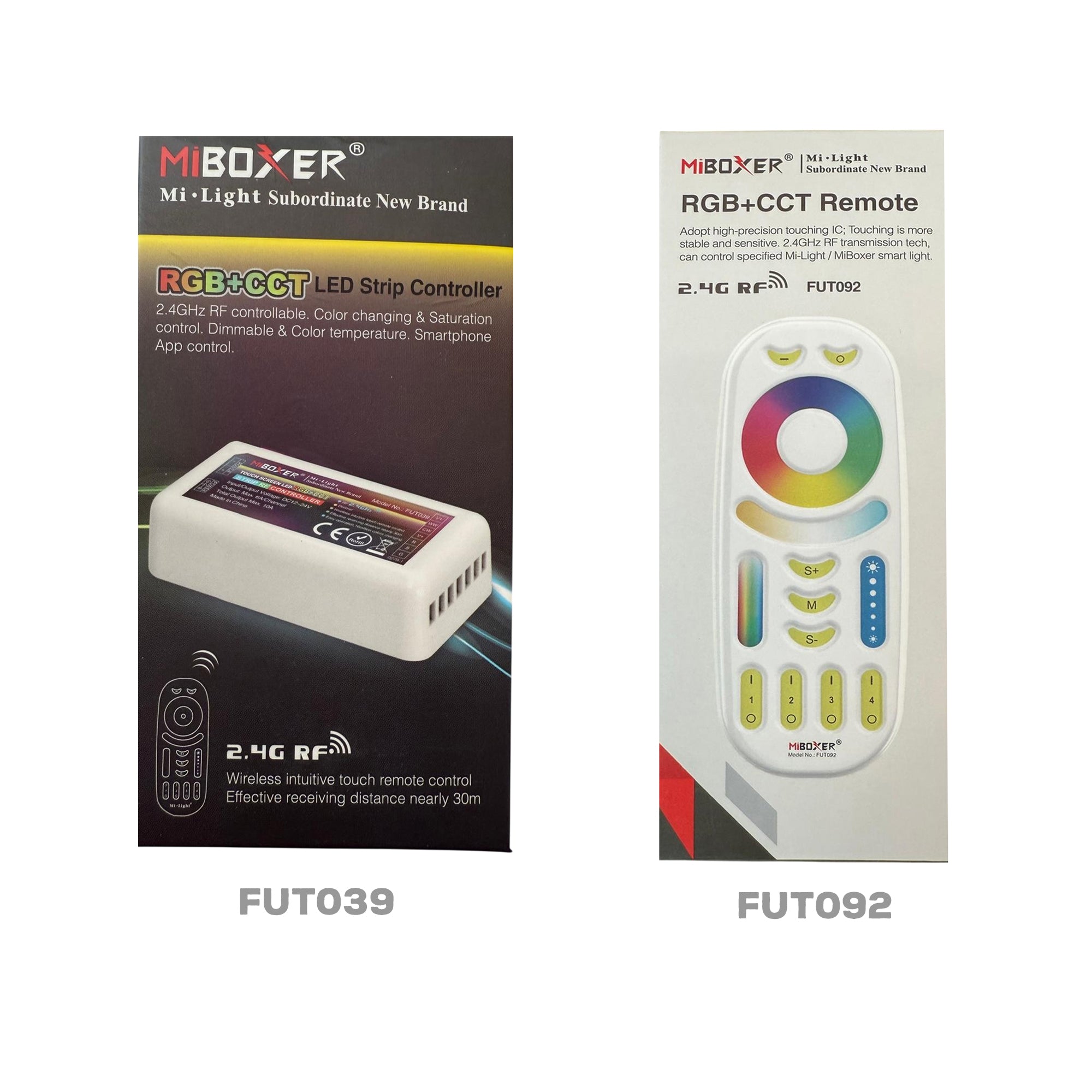 Miboxer FUT092 RGB+CCT LED remote control retail packaging