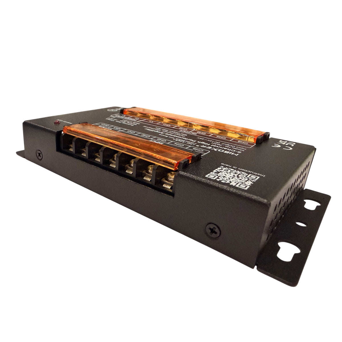 MiBoxer PA5H 30A 5-Channel LED Amplifier angle view with terminal connections and mounting brackets