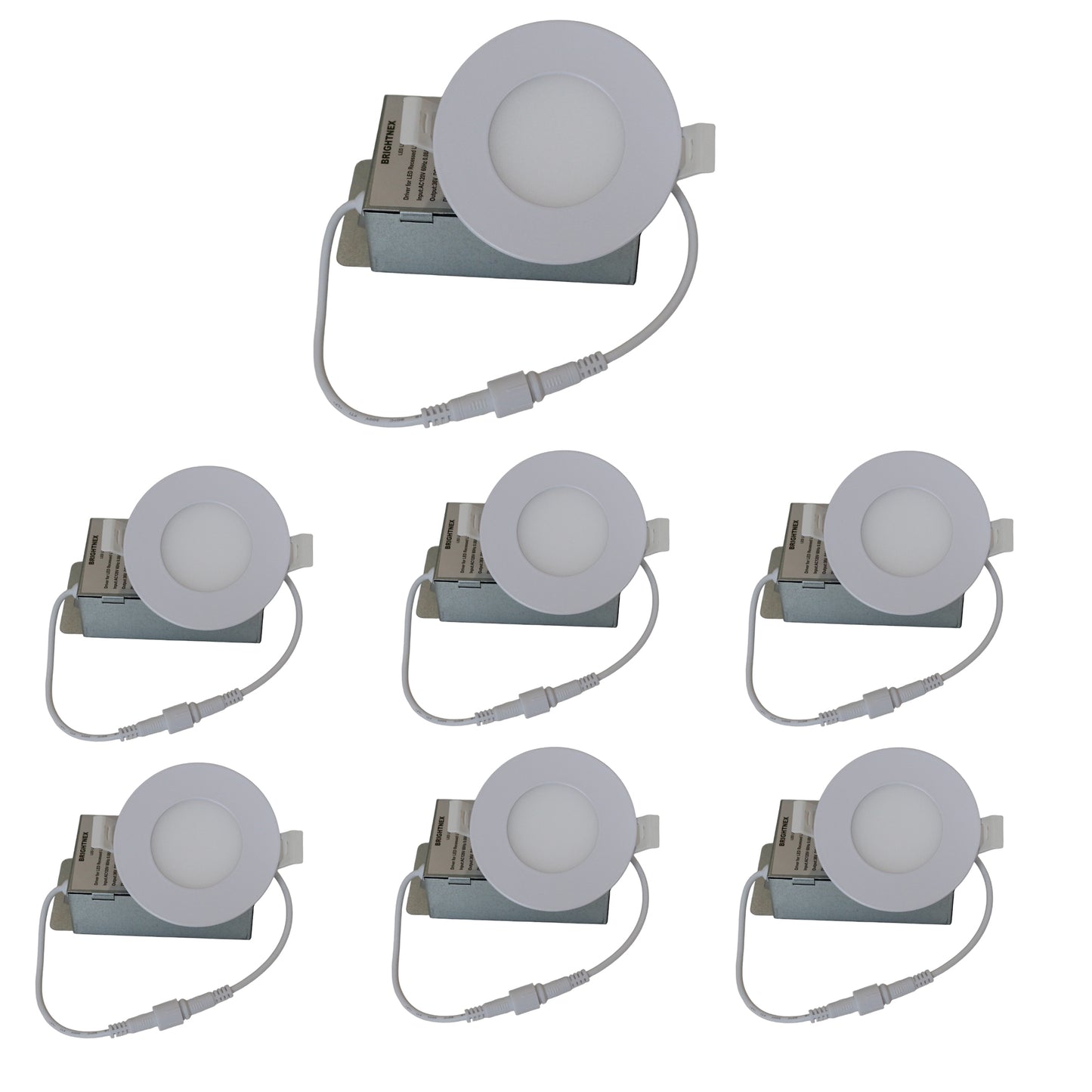 White Trim LED Recessed Lighting, 3CCT, 3 Inch Slim Round, Dimmable (Pack of 6)