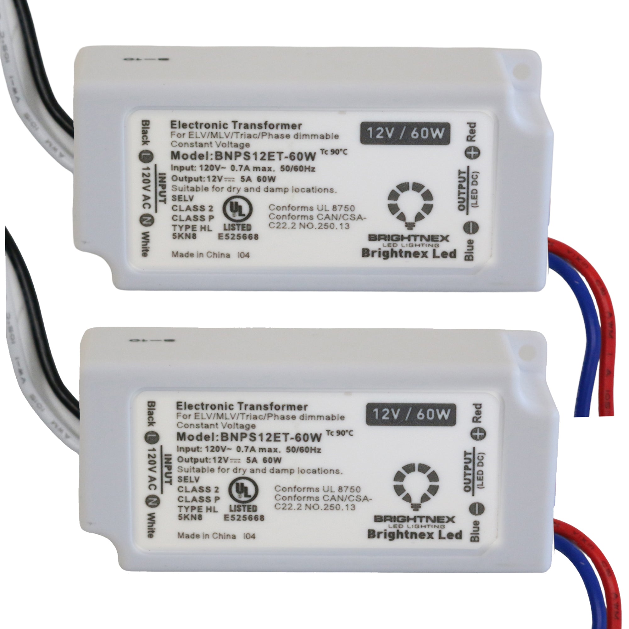 compact 60W 12V dimmable LED transformer Class 2 Class P constant voltage power supply for LED lighting