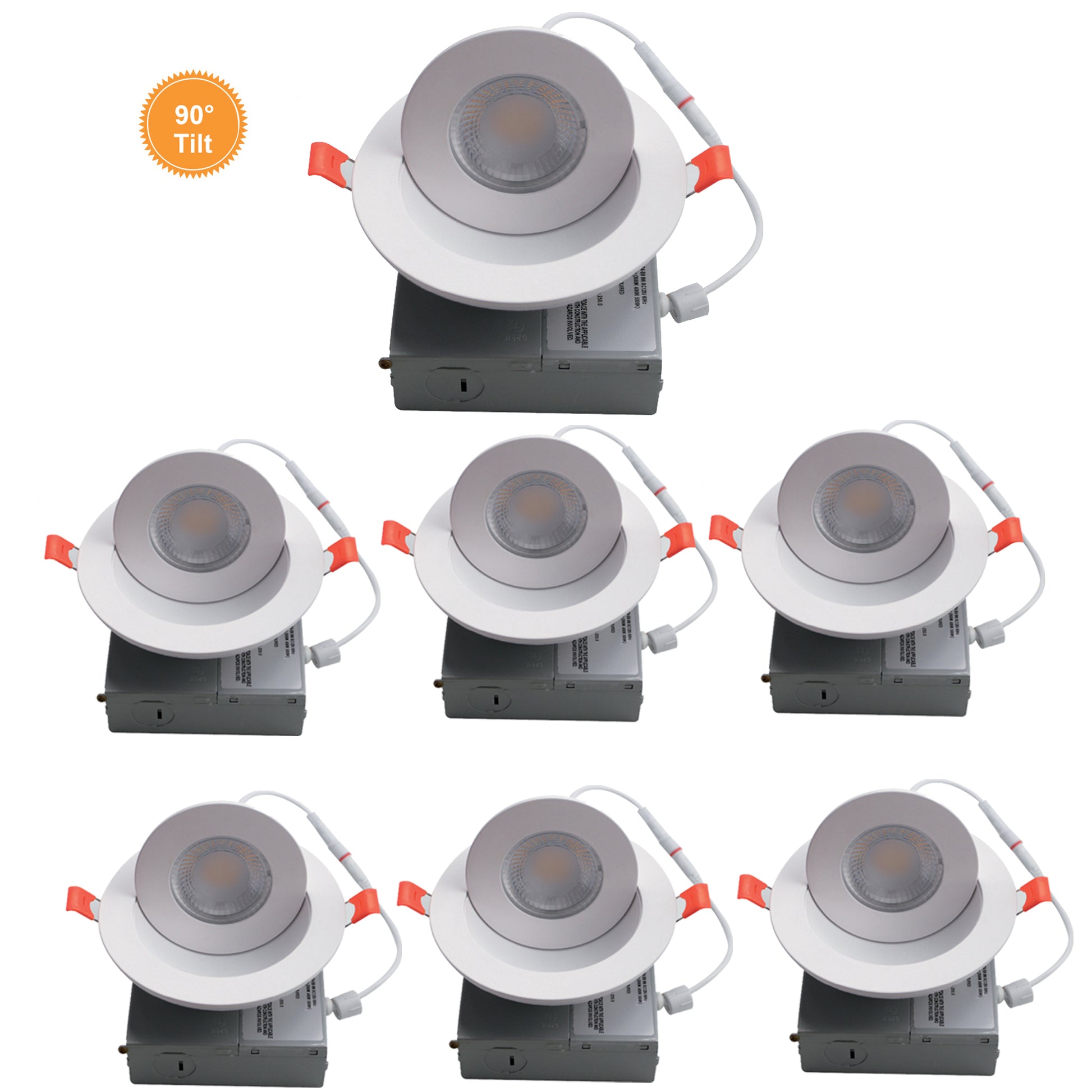 Multi Direction LED Recessed Lighting, 5CCT, 4 Inch, Dimmable, 90° Tilt,- Energy Star ( Pack of 6 )